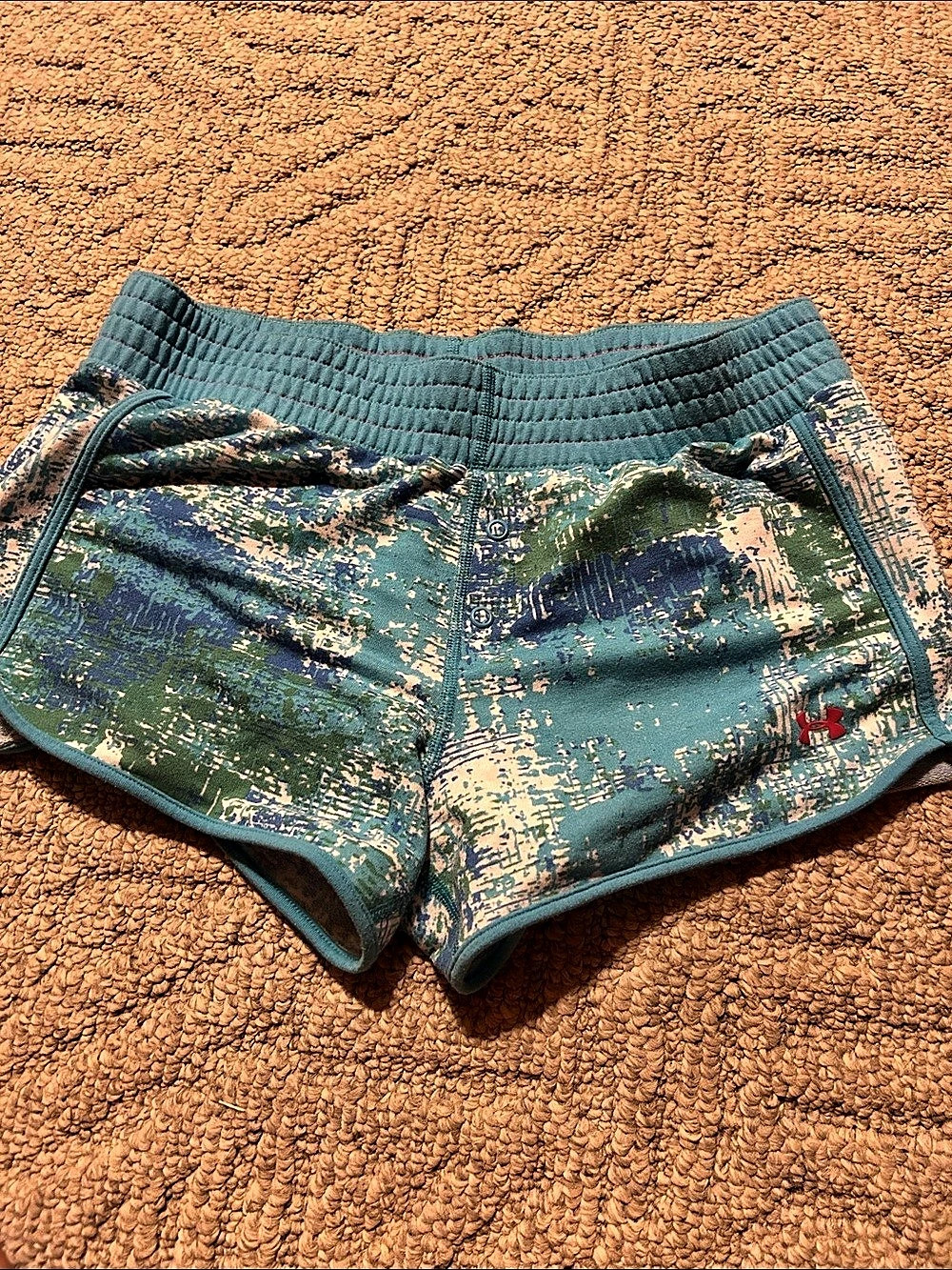Under Armour Play Up Shorts Abstract Athletic Shorts Blue & Green Medium